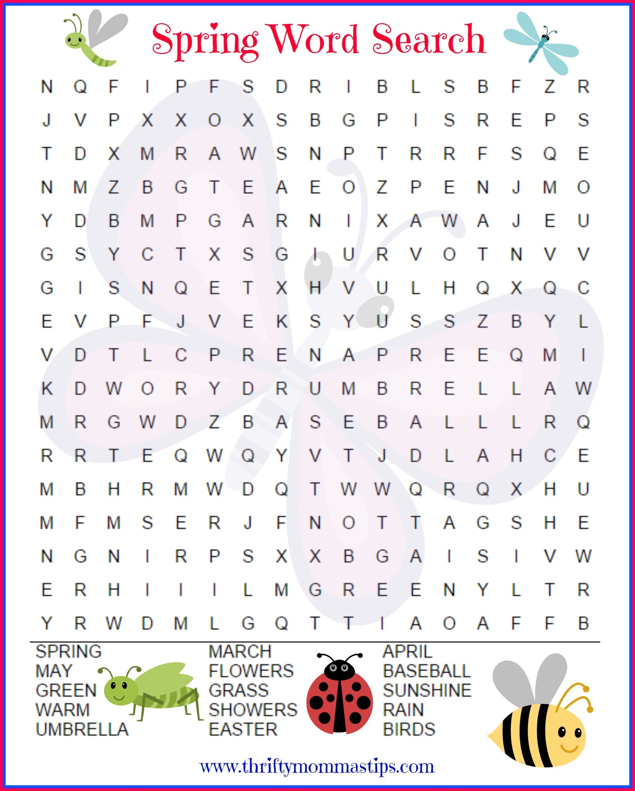 Large Print Spring Word Search Printable Large Print Spring Word Search Printable