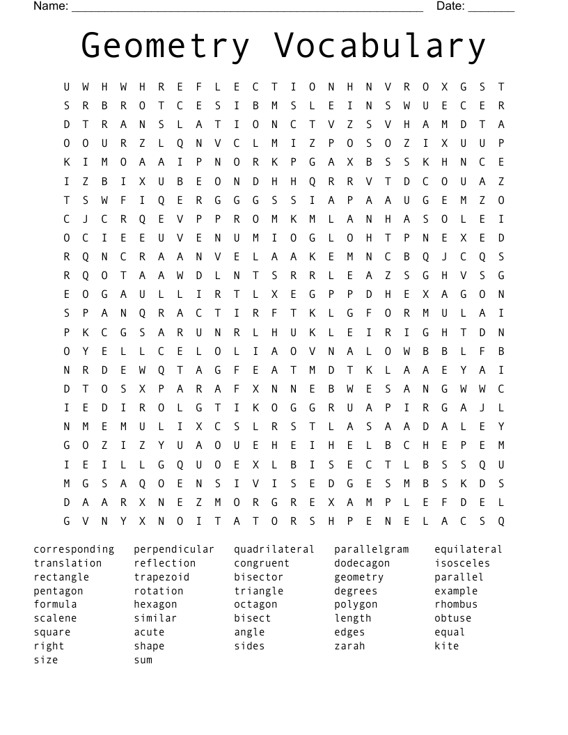 Geometry Vocabulary Word Search WordMint Geometry Vocabulary Word Search WordMint