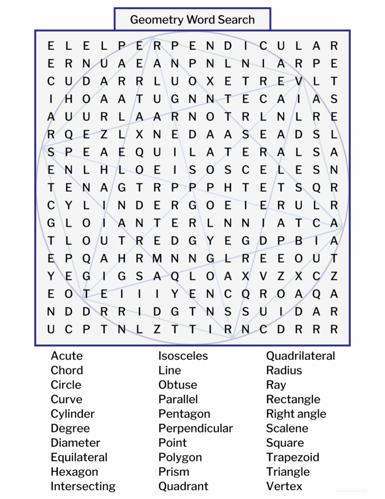 Geometry Word Search