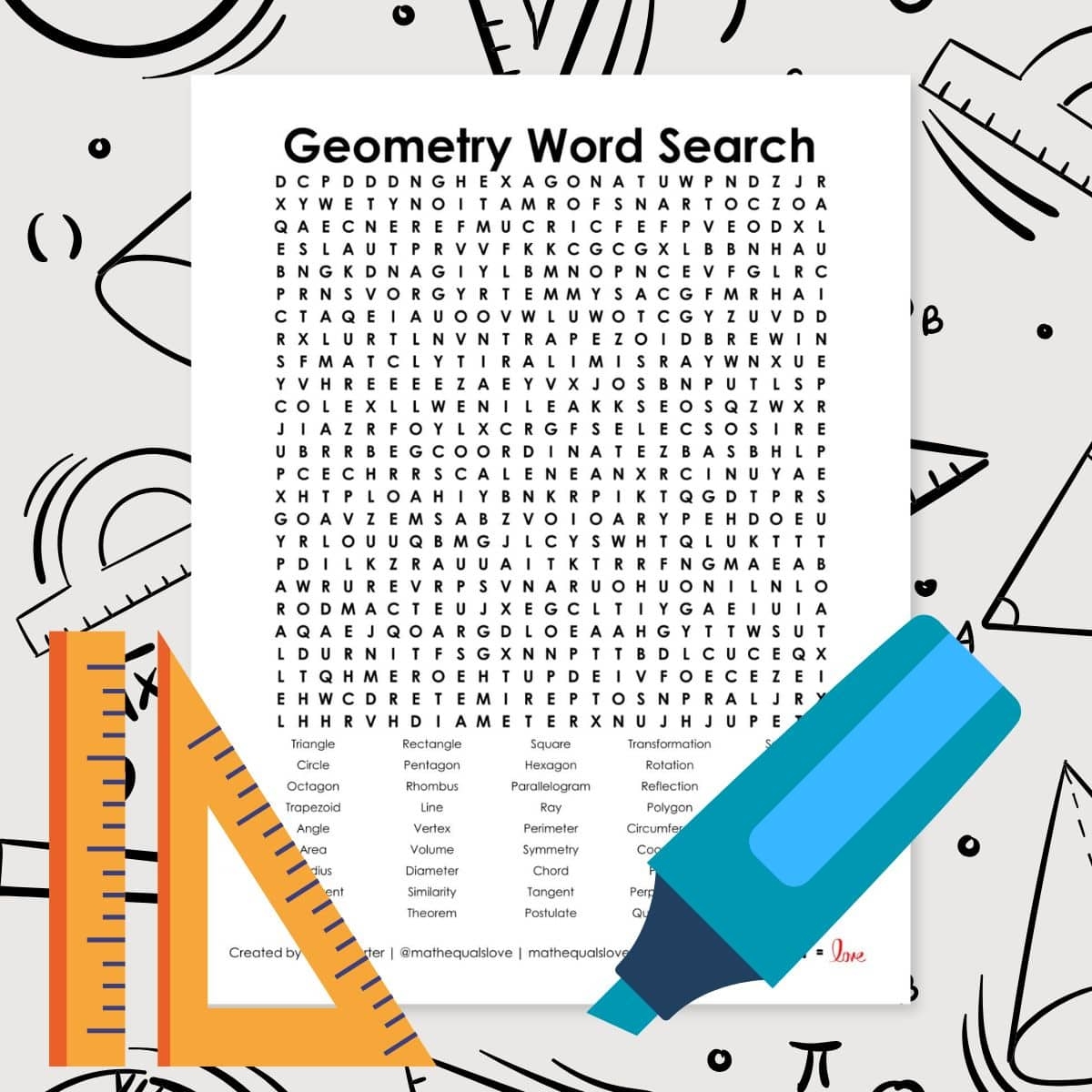 Geometry Word Search Puzzle Math U003d Love Geometry Word Search Puzzle Math U003d Love