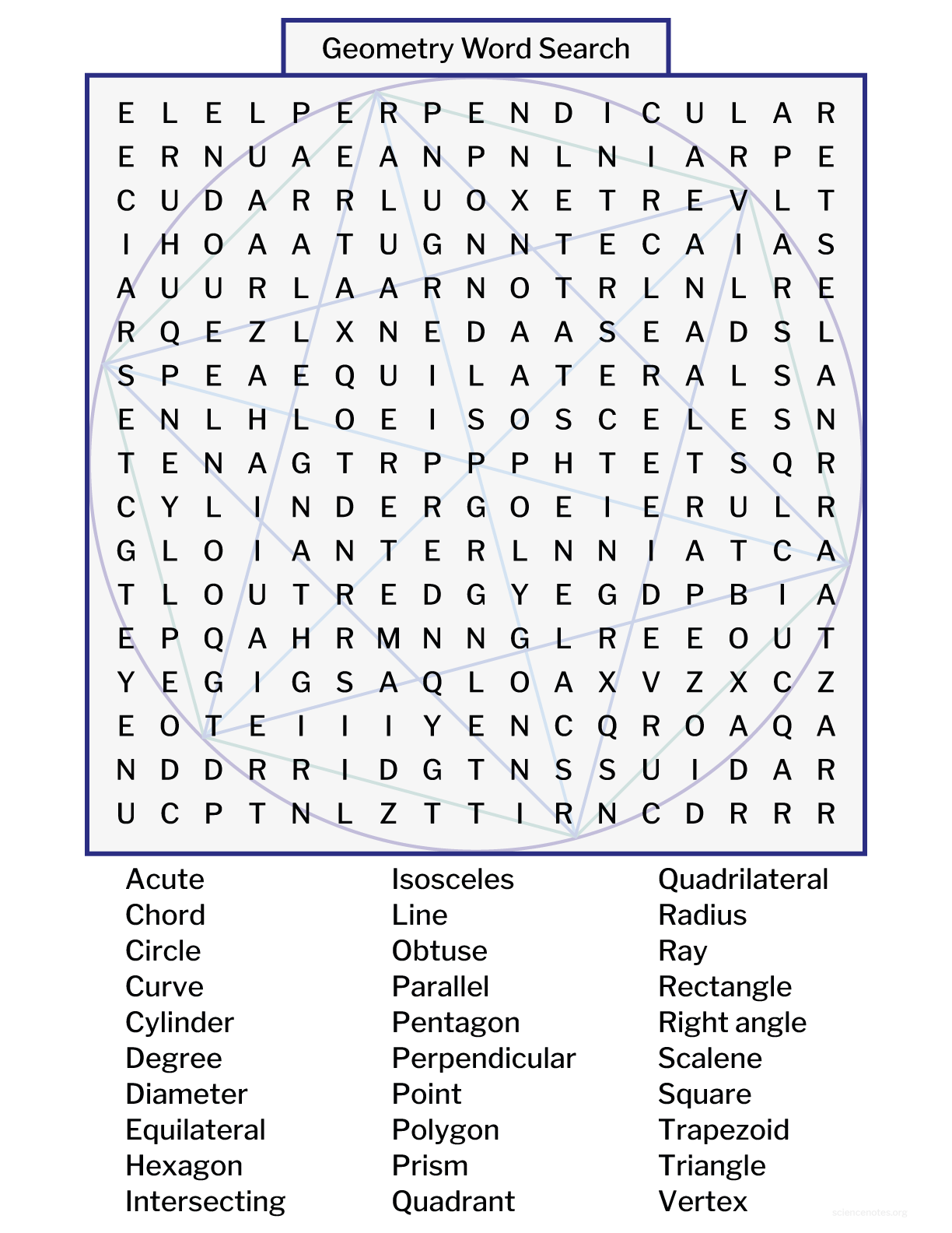 Geometry Word Search Geometry Word Search