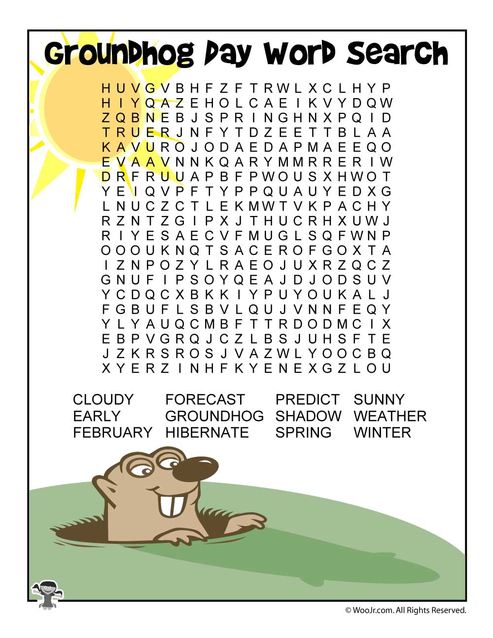 Groundhog Day Activity Pages Woo Jr Kids Activities Worksheets Library