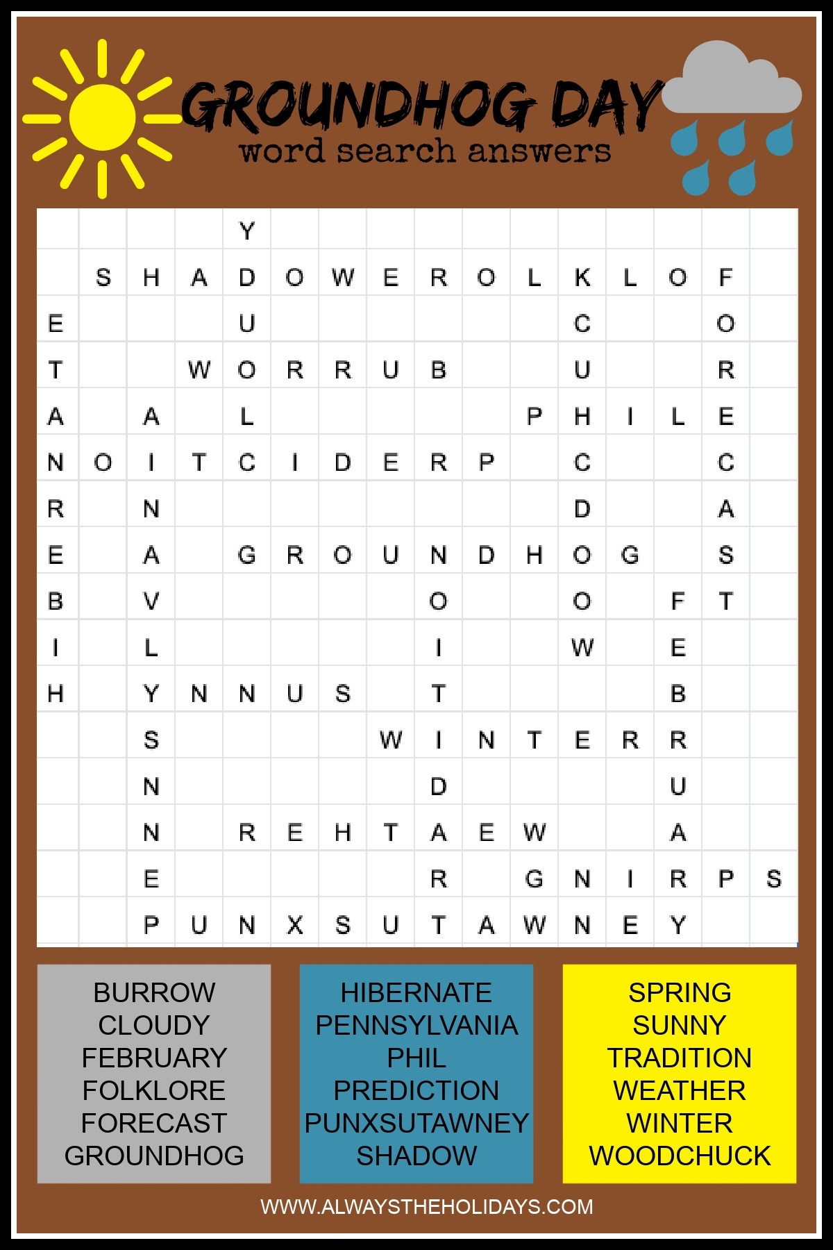Groundhog Day Word Search Free Groundhog Day Printable
