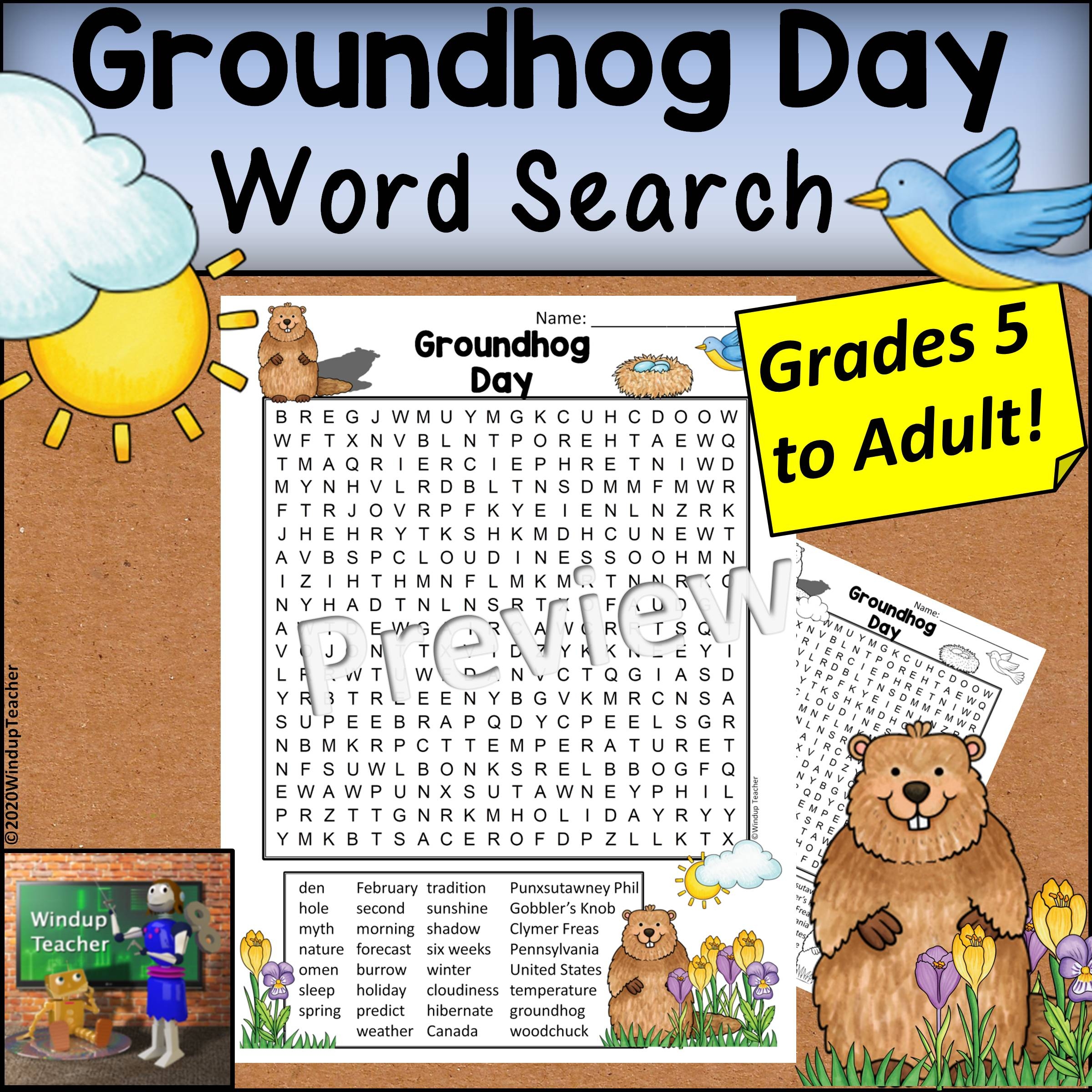 Groundhog Day Word Search Hard For Grades 5 U0026 UP Made By Teachers Groundhog Day Word Search Hard For Grades 5 U0026 UP Made By Teachers