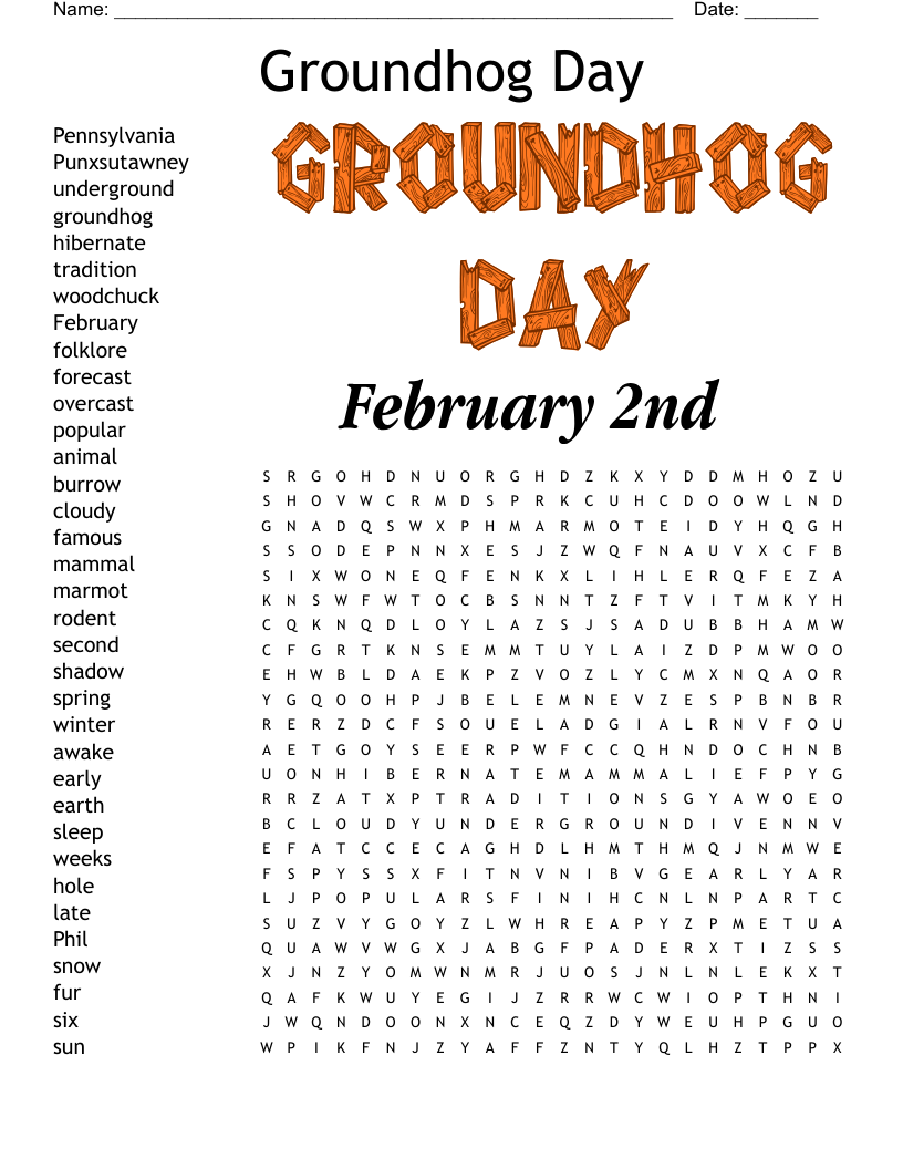 Groundhog Day Word Search WordMint Groundhog Day Word Search WordMint