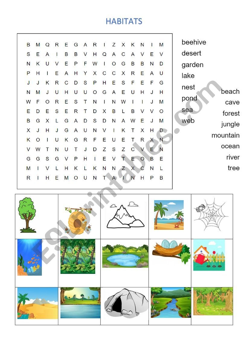 Habitats Word Search ESL Worksheet By Mariapesqueira Habitats Word Search ESL Worksheet By Mariapesqueira