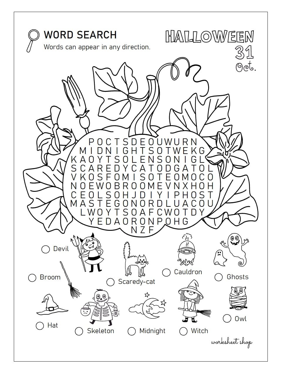 Halloween Pumpkin Word Search Worksheet Shop Halloween Pumpkin Word Search Worksheet Shop