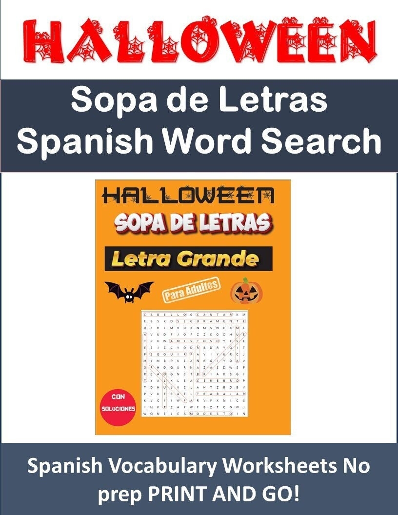 Halloween Sopa De Letras Huge Word Search Spanish Vocabulary Halloween Sopa De Letras Huge Word Search Spanish Vocabulary