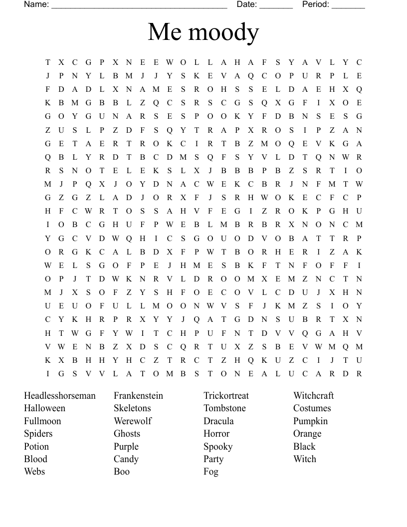 Printable Halloween Word Search Pdf