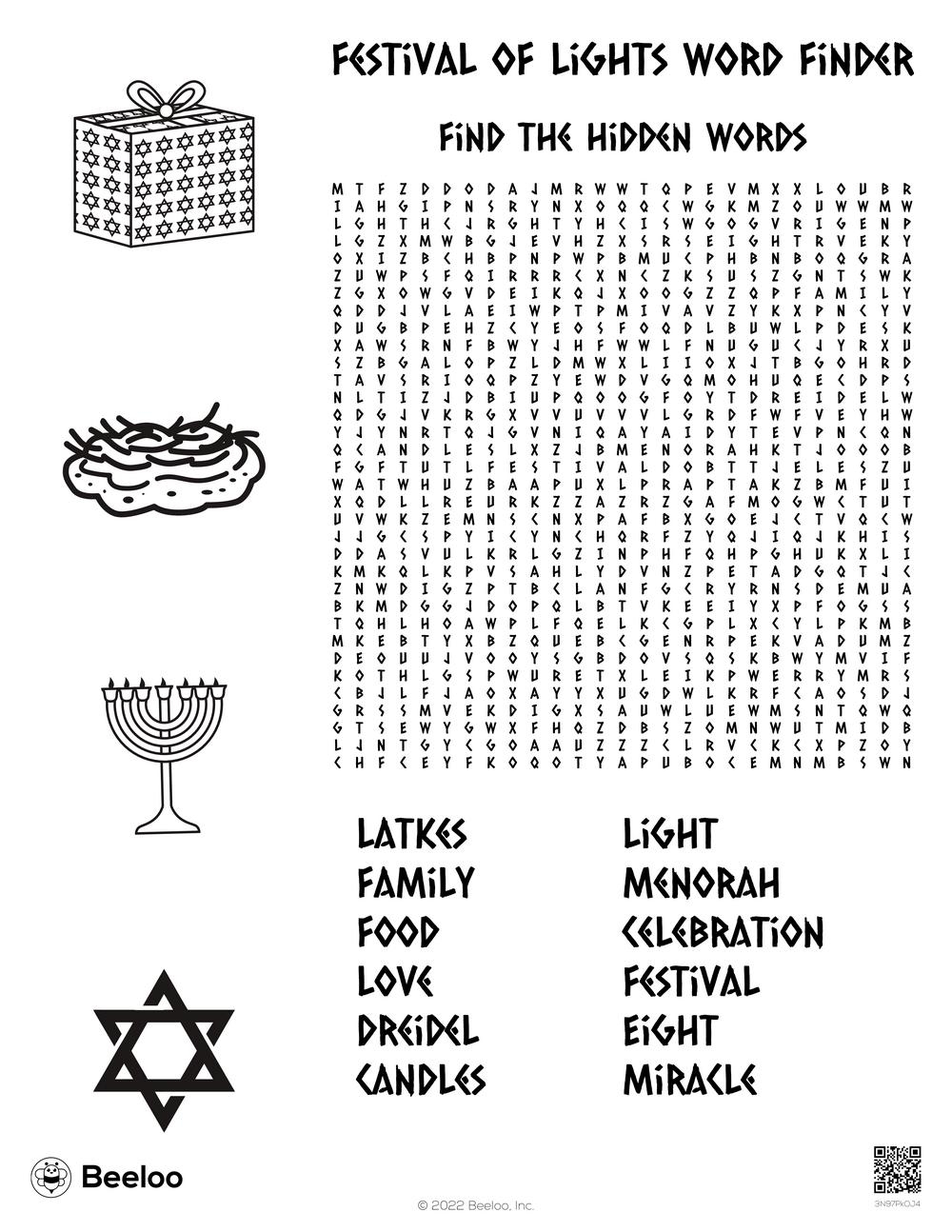 Hanukkah themed Word Searches Beeloo Printable Crafts And Hanukkah themed Word Searches Beeloo Printable Crafts And
