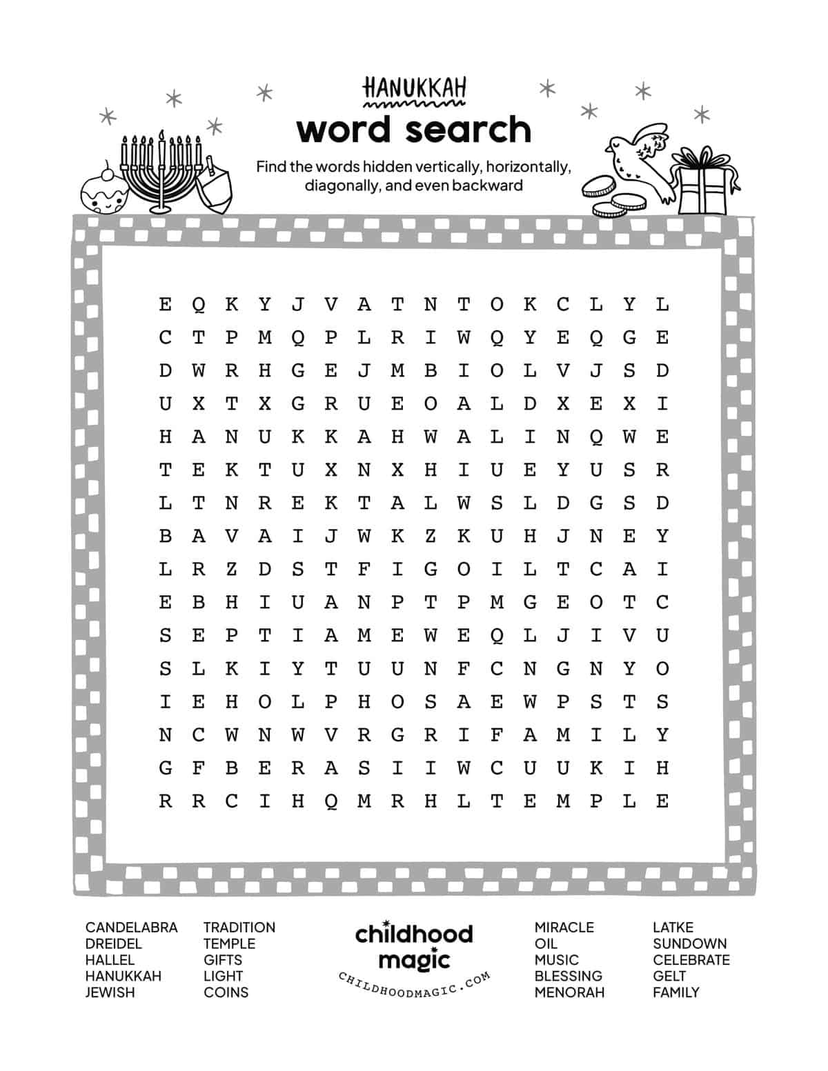 Hanukkah Word Search Childhood Magic Hanukkah Word Search Childhood Magic