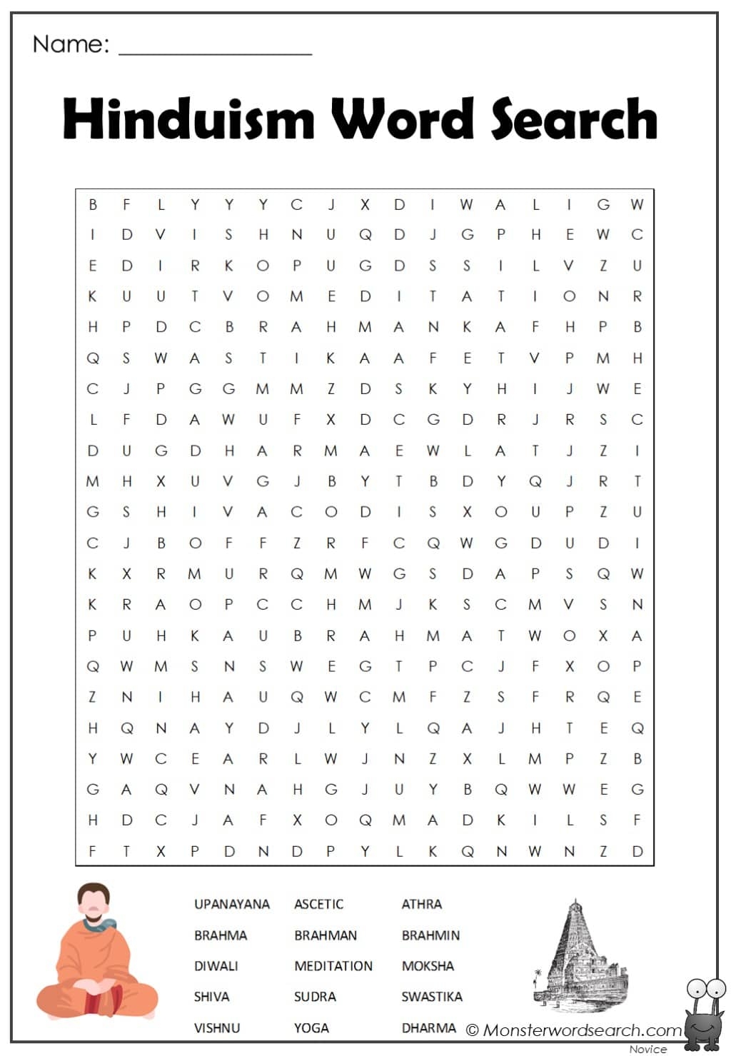 Hinduism Word Search Monster Word Search Hinduism Word Search Monster Word Search