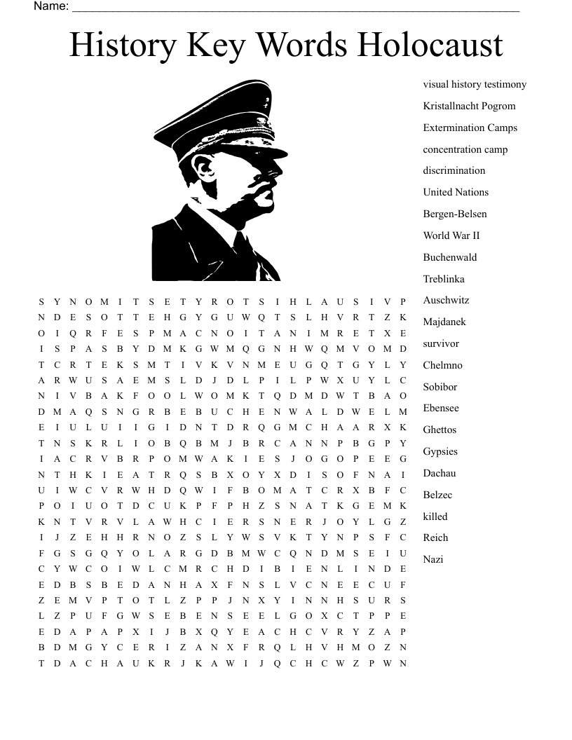 Holocaust Word Search Printable Holocaust Word Search Printable