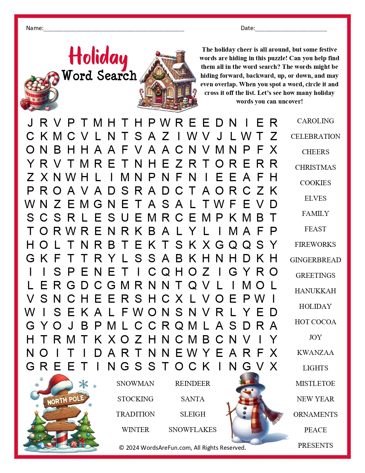 Holiday Word Search For Kids Holiday Word Search For Kids