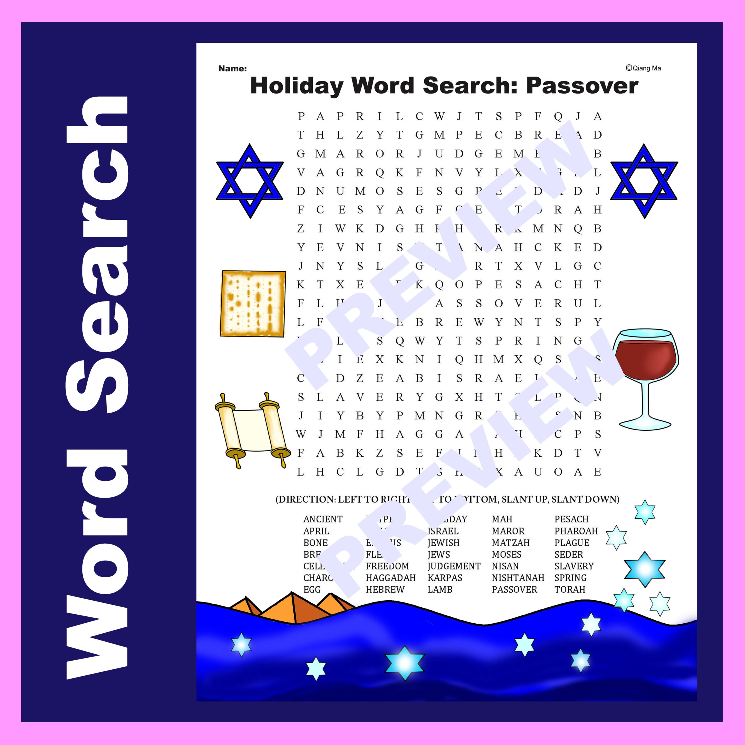 Passover Word Search Free Printable
