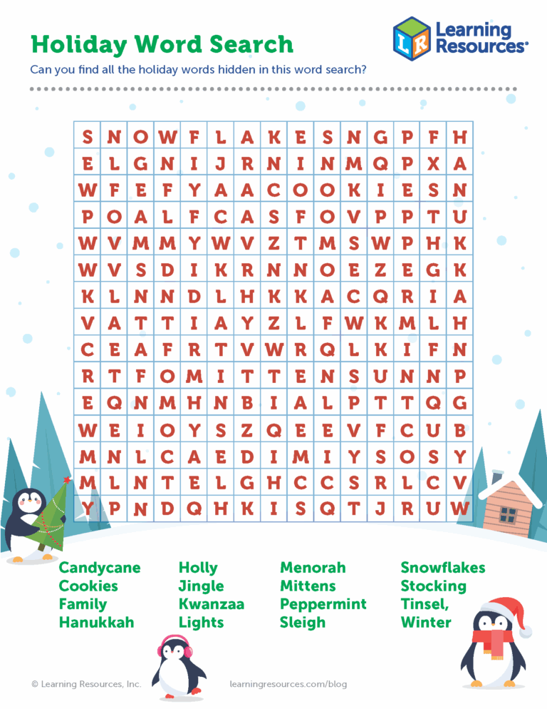 Holiday Word Search Printable