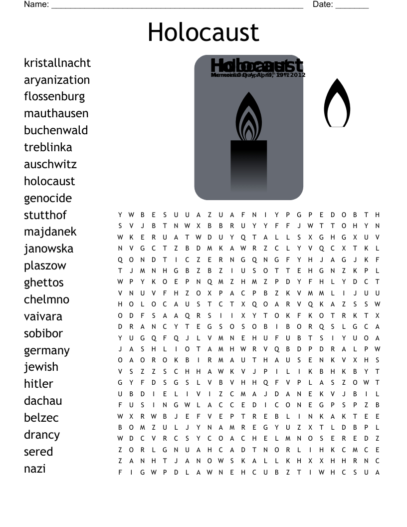Holocaust Word Search WordMint Holocaust Word Search WordMint