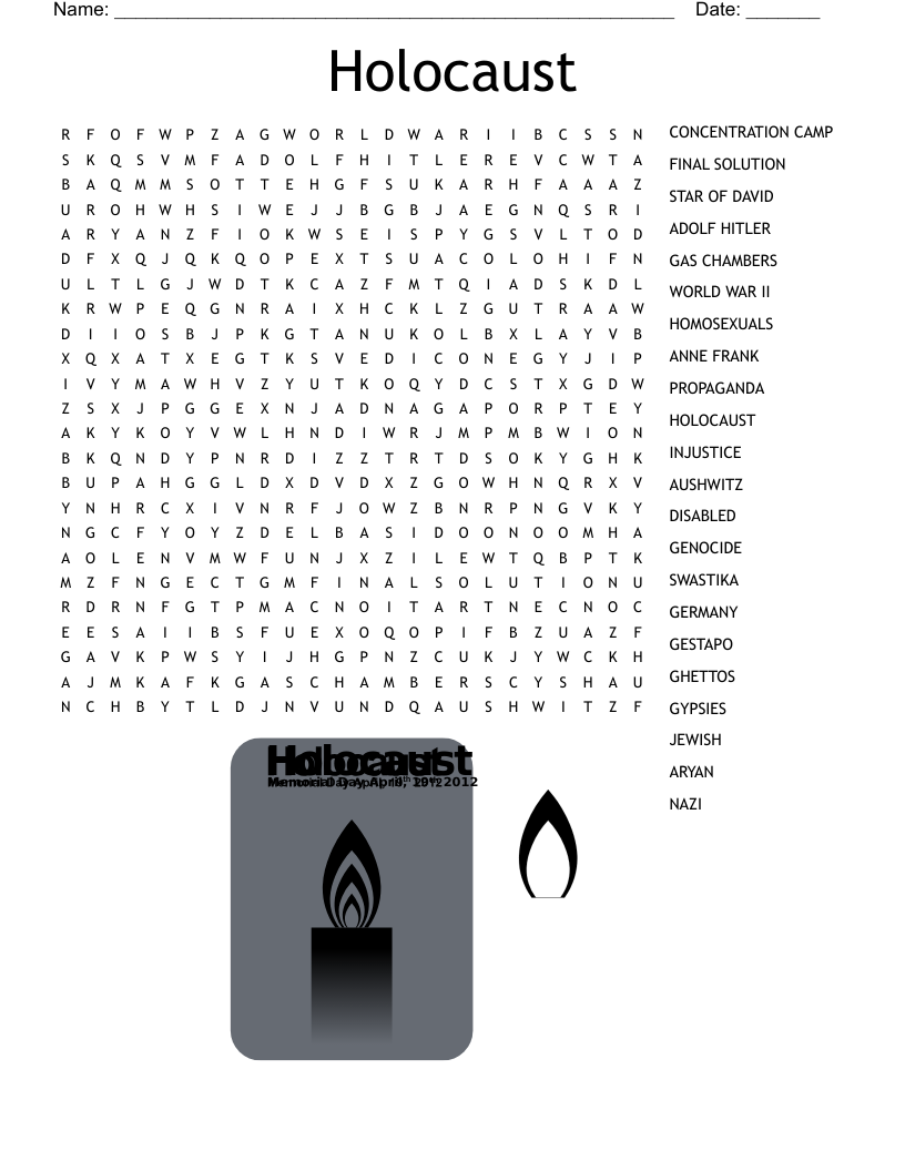Holocaust Word Search WordMint Holocaust Word Search WordMint