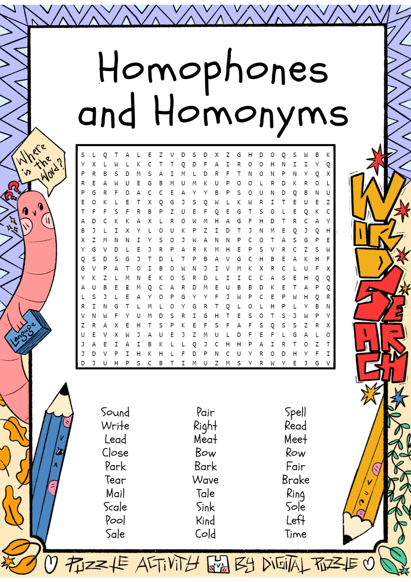Homophones And Homonyms Word Search Puzzle Worksheet Activity Made By Teachers