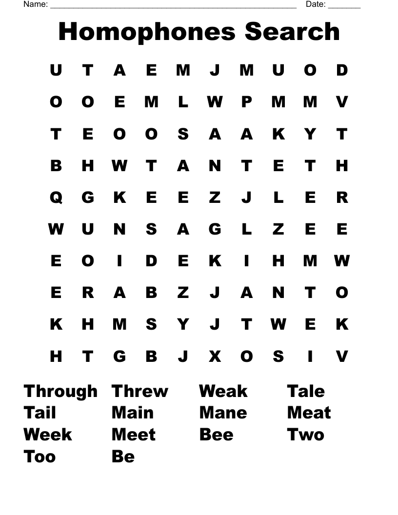 Homophones Search Word Search WordMint