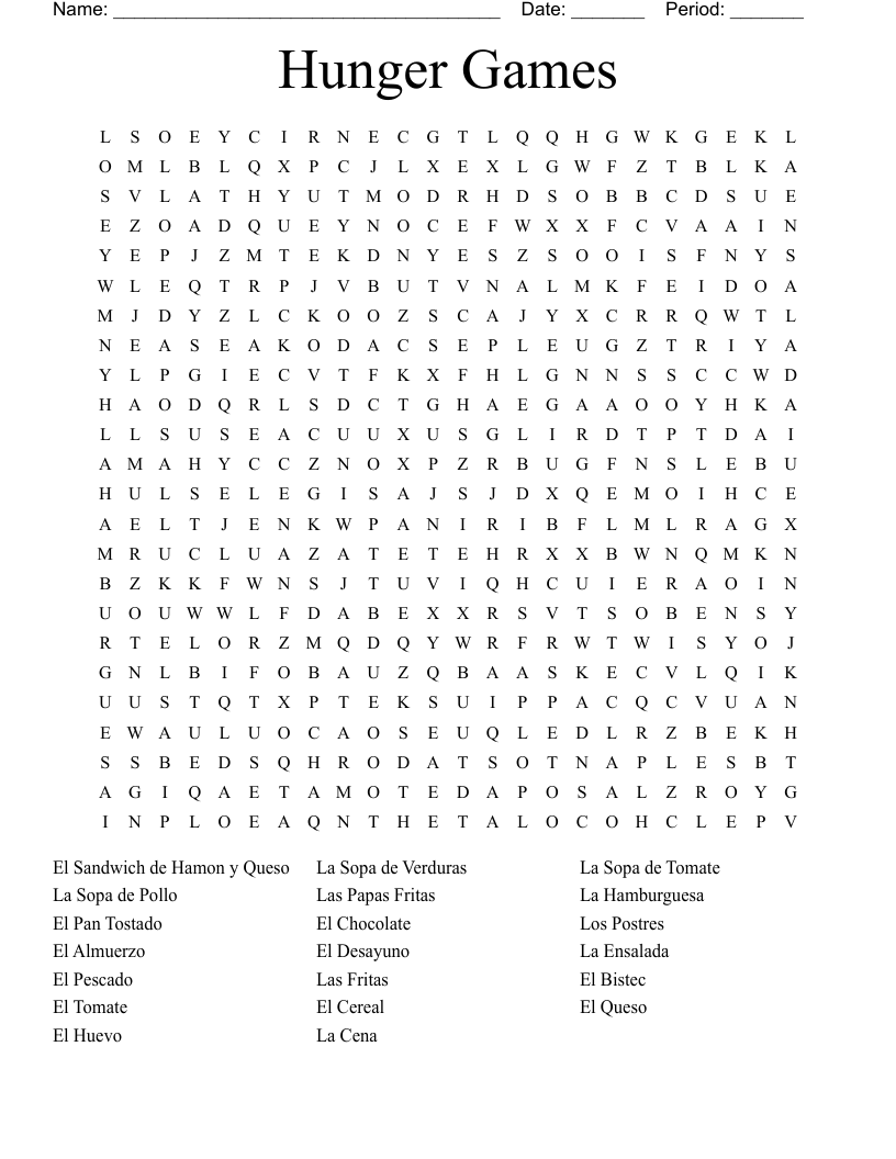 Hunger Games Word Search WordMint Hunger Games Word Search WordMint