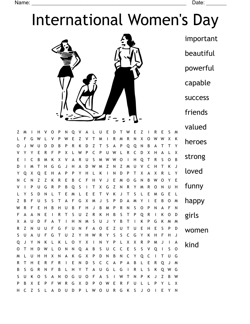 International Women s Day Word Search WordMint