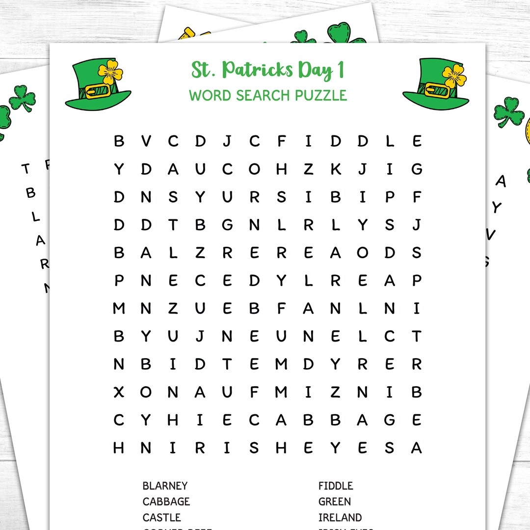 Ireland Word Search Puzzles St Patrick s Day Activity Sheet Kids Word Search For St Patricks Day Printable Digital Instant Download PDF Etsy