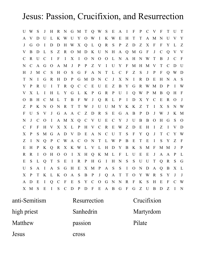 Resurrection Word Search Printable Resurrection Word Search Printable