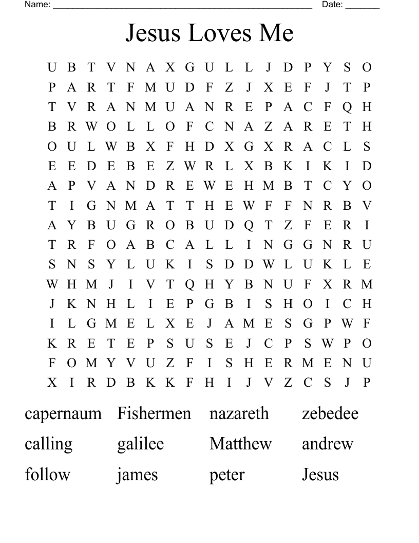 Jesus Loves Me Word Search WordMint