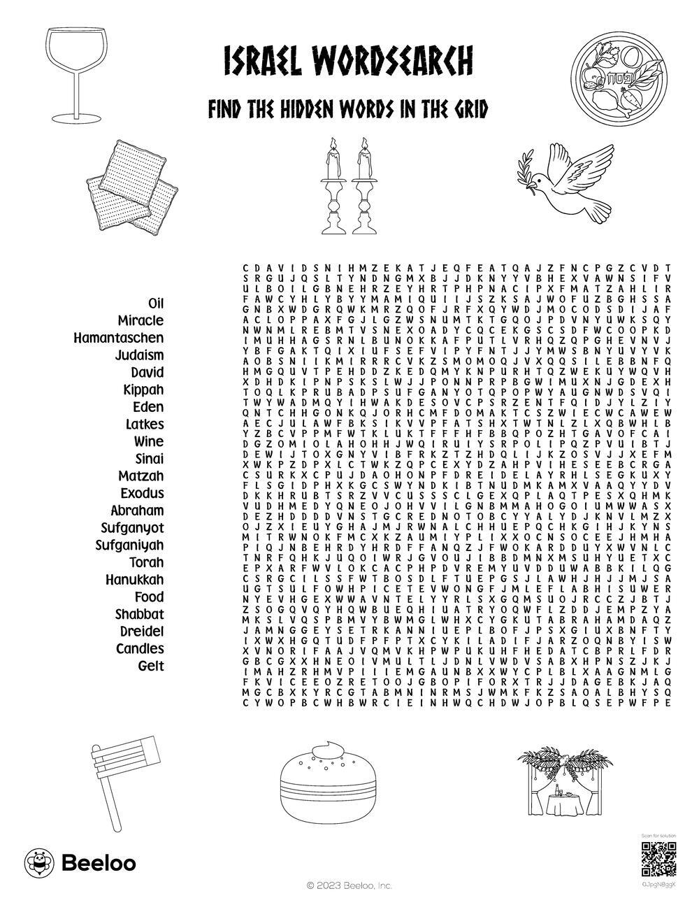 Jewish themed Word Searches Beeloo Printable Crafts And Jewish themed Word Searches Beeloo Printable Crafts And