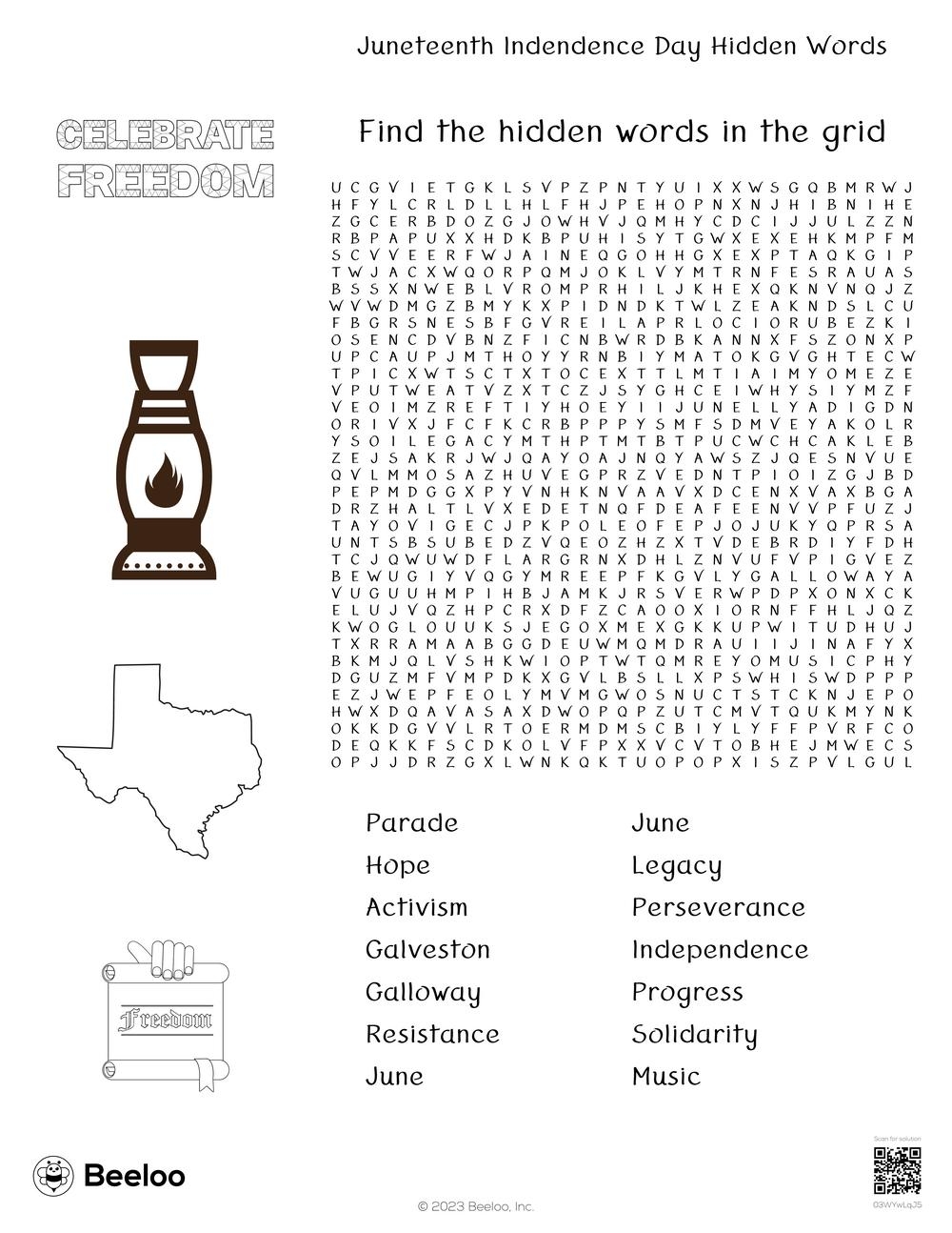 Juneteenth themed Word Searches Beeloo Printable Crafts And Activities For Kids Juneteenth themed Word Searches Beeloo Printable Crafts And Activities For Kids