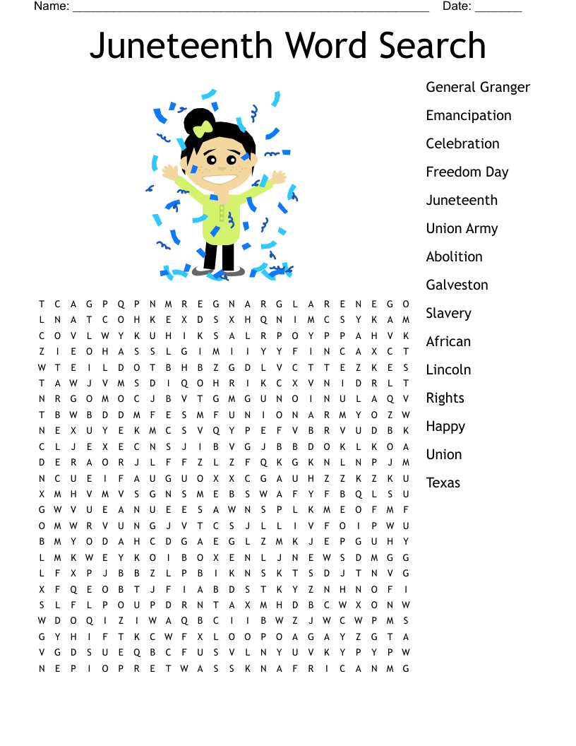 Juneteenth Word Search WordMint Juneteenth Word Search WordMint