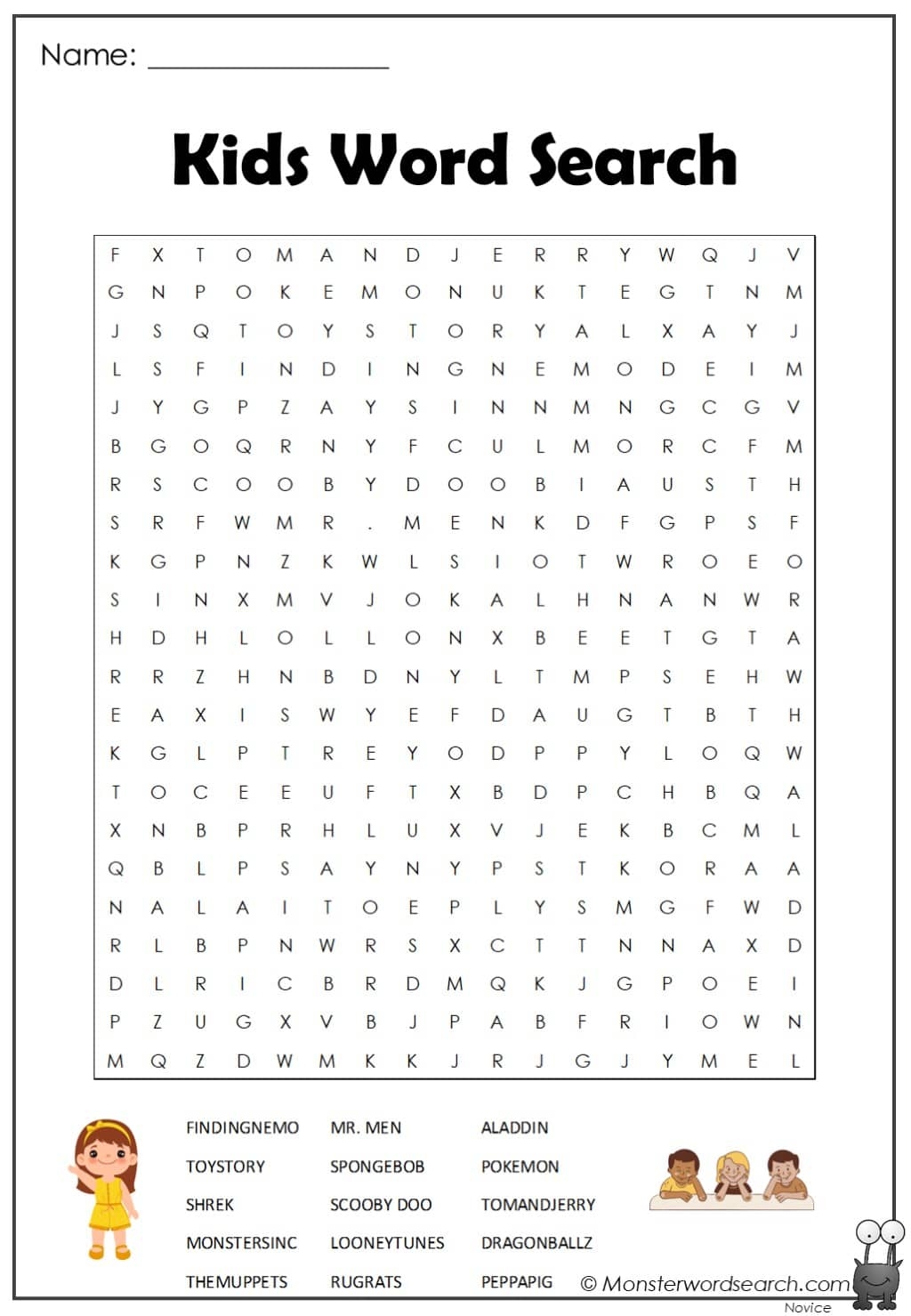 Kids Word Search Monster Word Search Kids Word Search Monster Word Search
