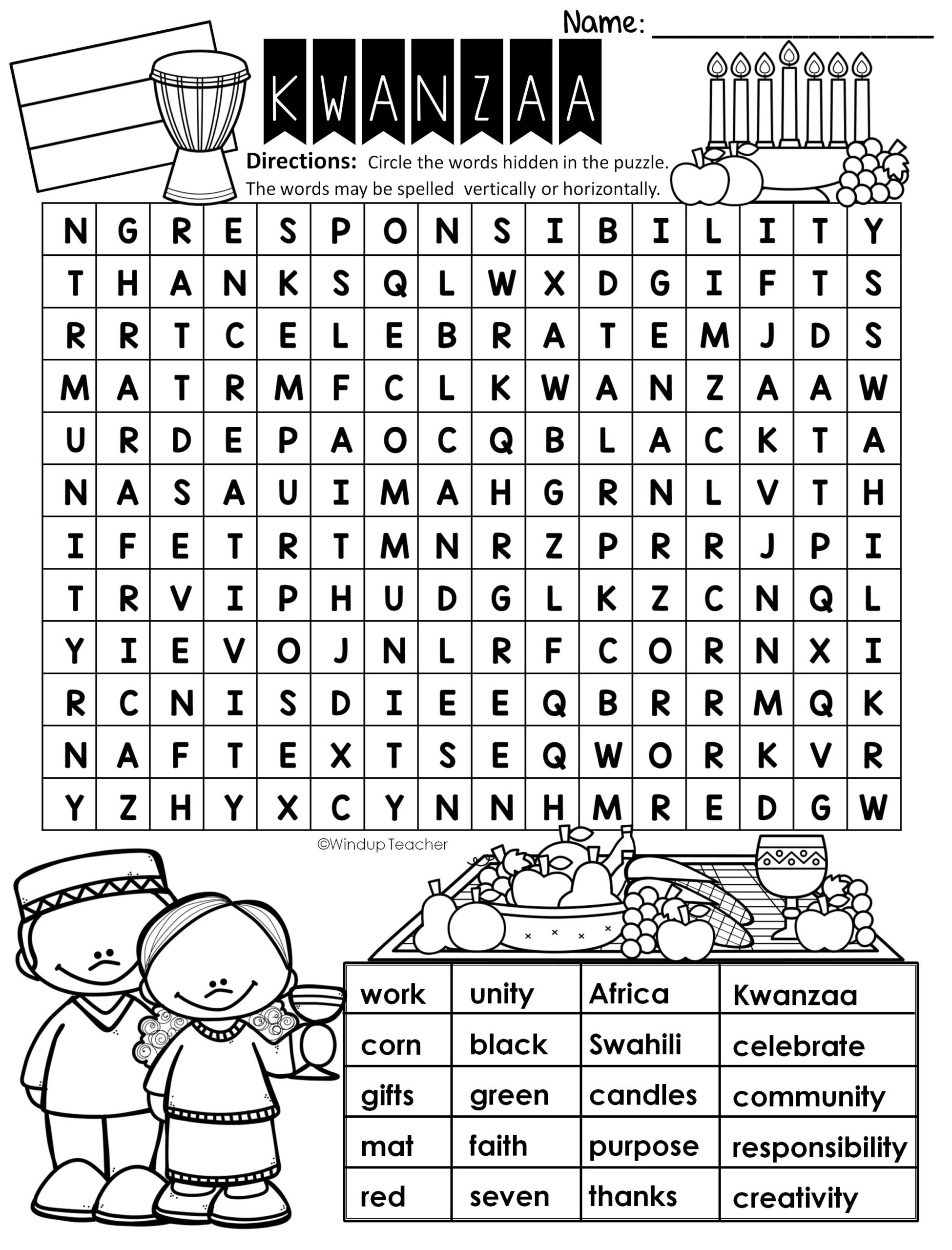 Kwanzaa Word Search EASY Puzzle Ready To Go Kwanzaa Word Search EASY Puzzle Ready To Go