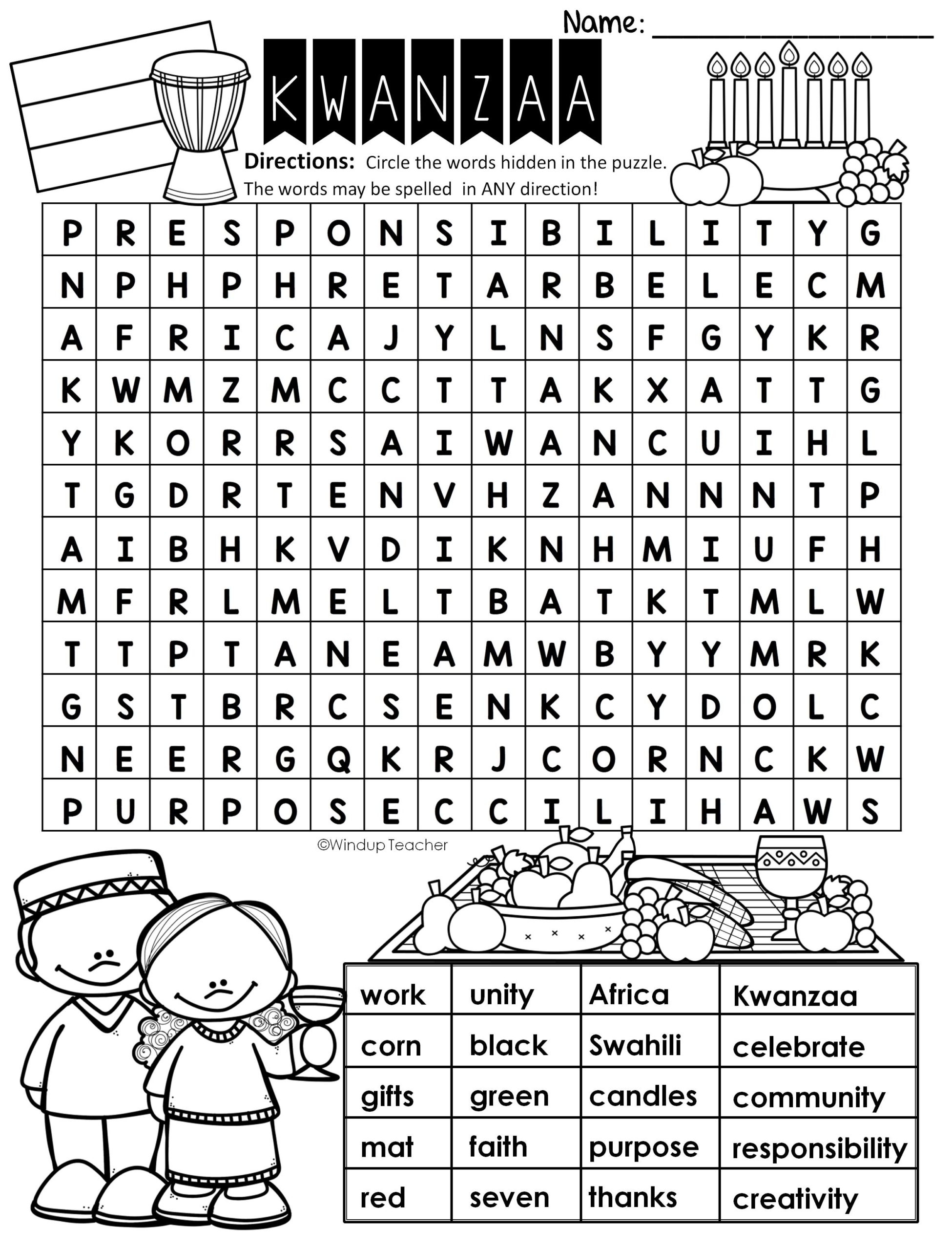 Free Printable Kwanzaa Word Search Free Printable Kwanzaa Word Search