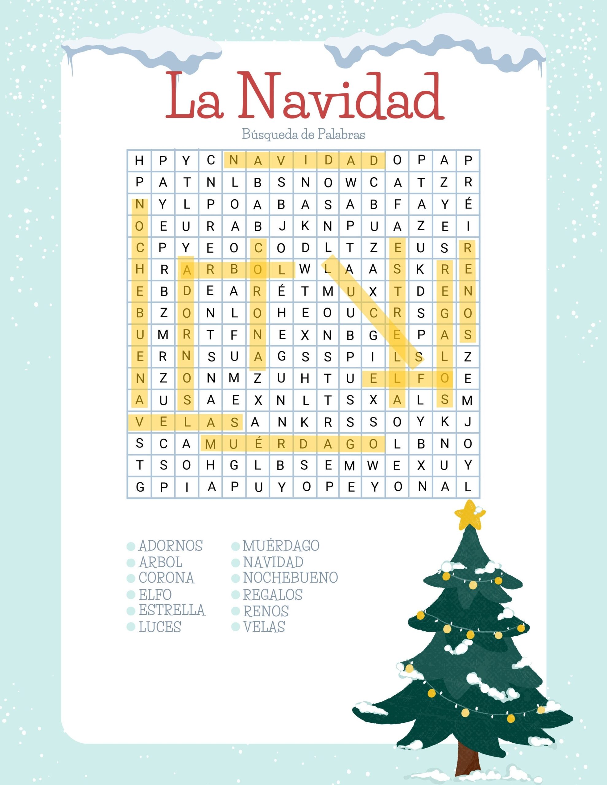 Printable Spanish Christmas Word Search Printable Spanish Christmas Word Search