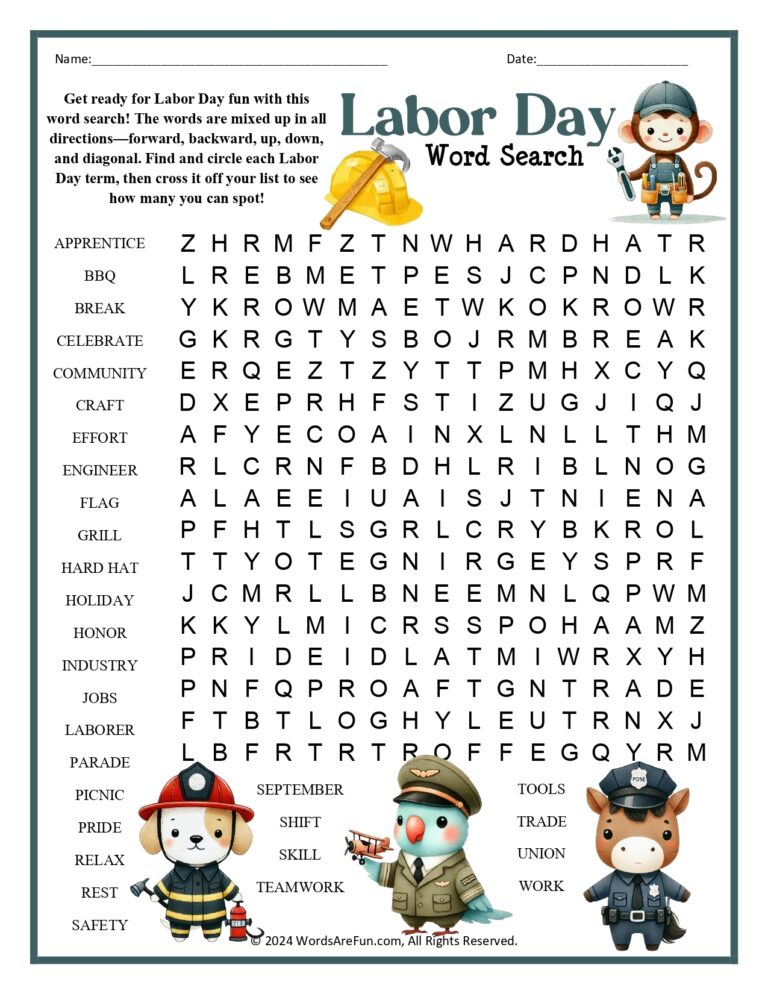 Labor Day Word Search