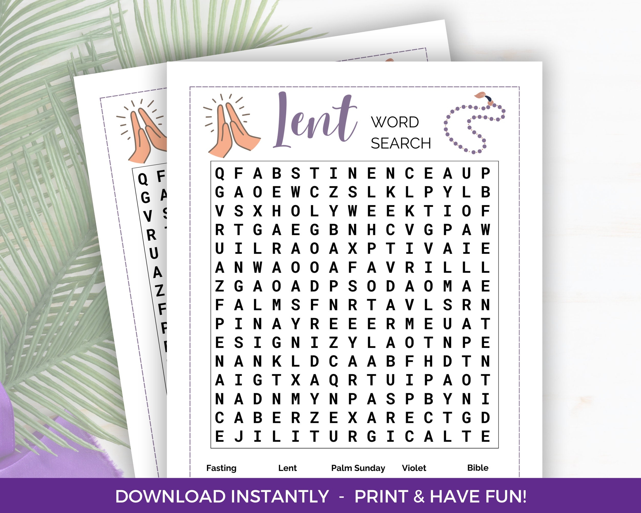 Free Printable Lent Word Search Free Printable Lent Word Search