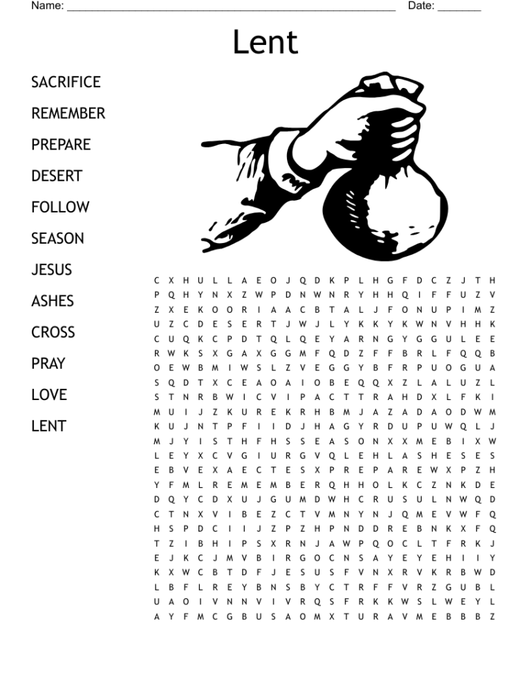 Lent Word Search WordMint