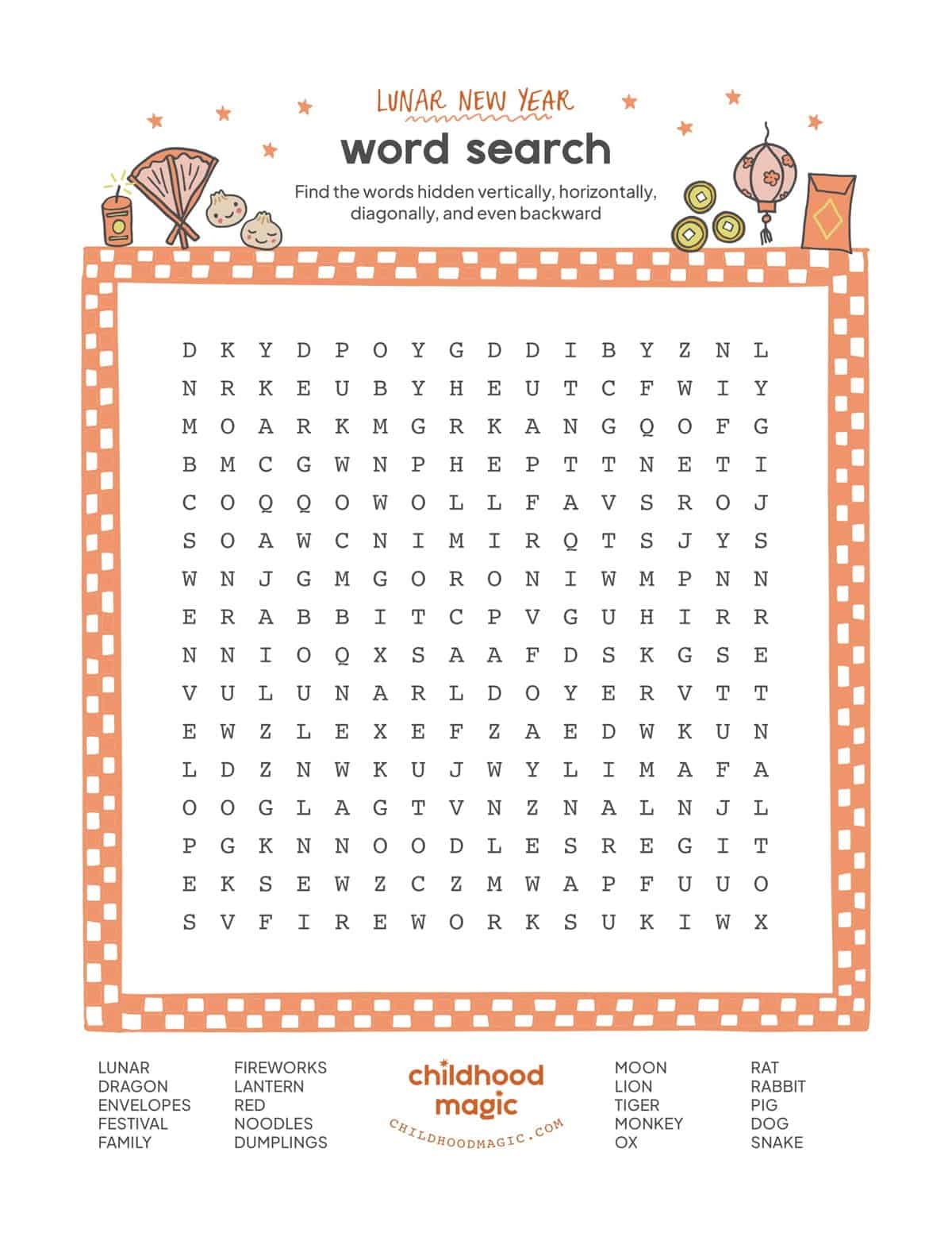 Lunar New Year Word Search Childhood Magic Lunar New Year Word Search Childhood Magic