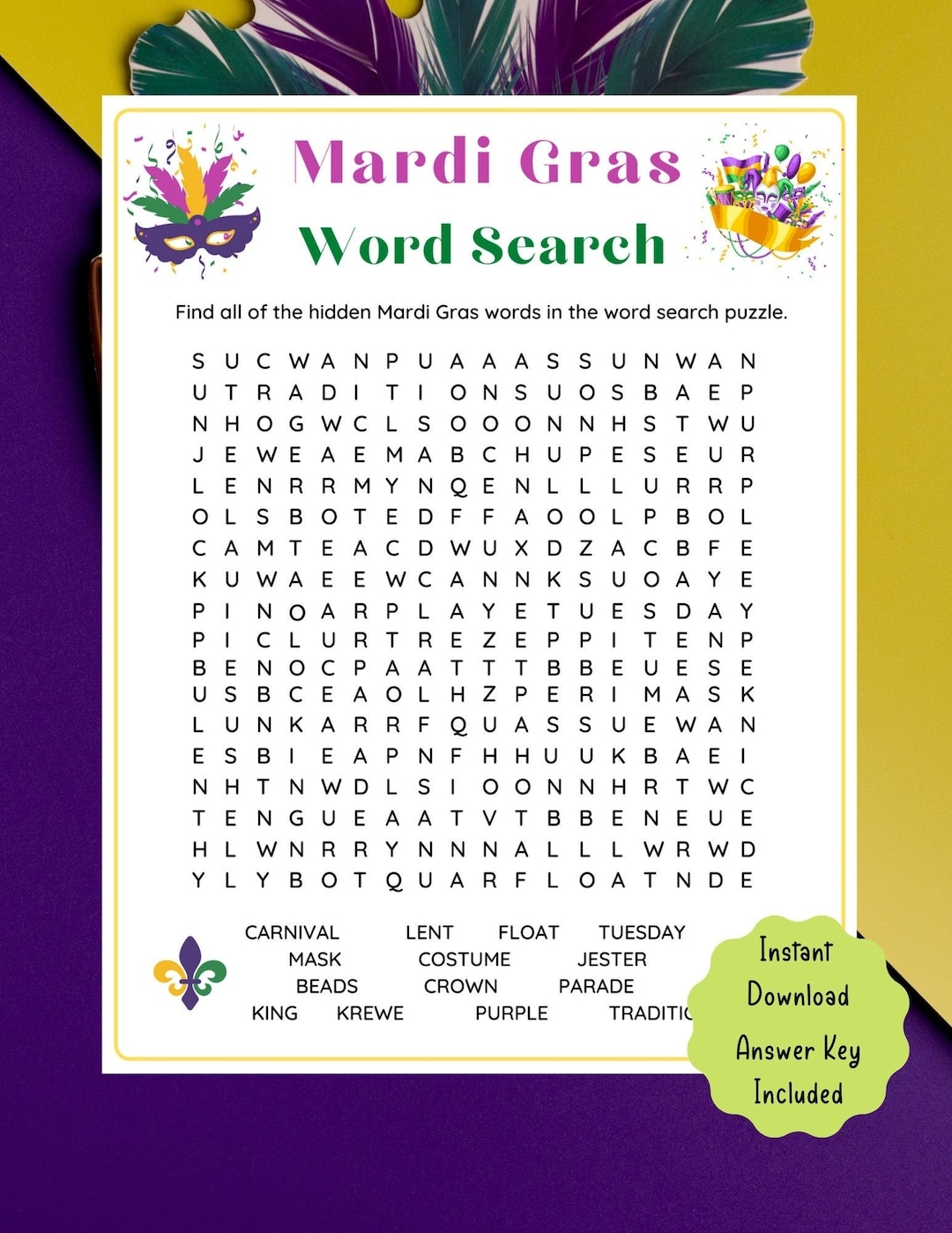 Mardi Gras Word Search Game Mardi Gras Printable Game For Kids U0026 Adults Fun Mardi Gras Party Game Mardi Gras Activities L Virtual Game Etsy