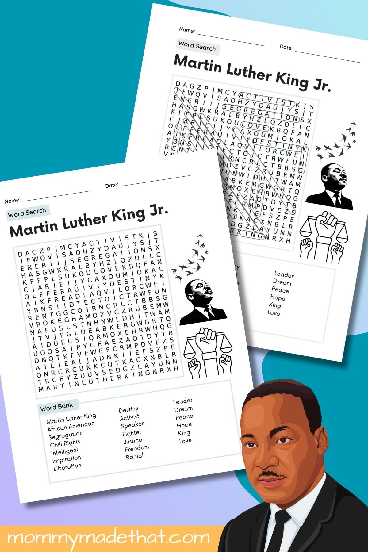 Free Printable Mlk Word Search
