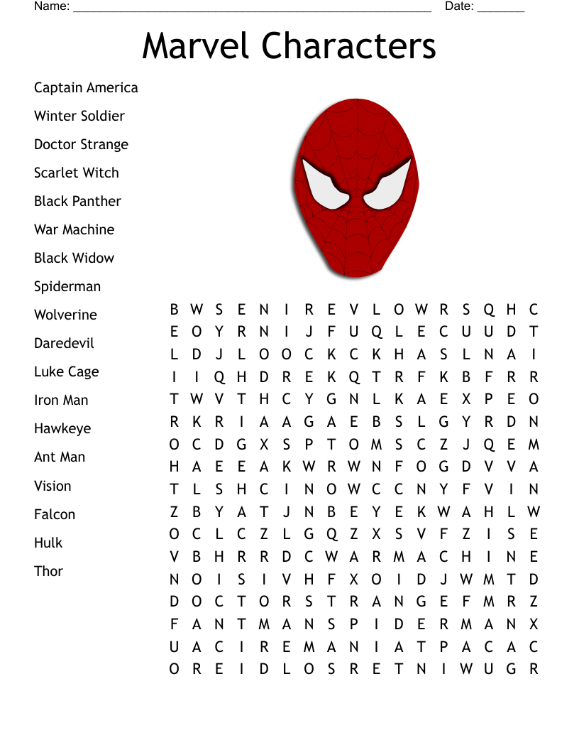 Superheroes Word Search Printable Superheroes Word Search Printable