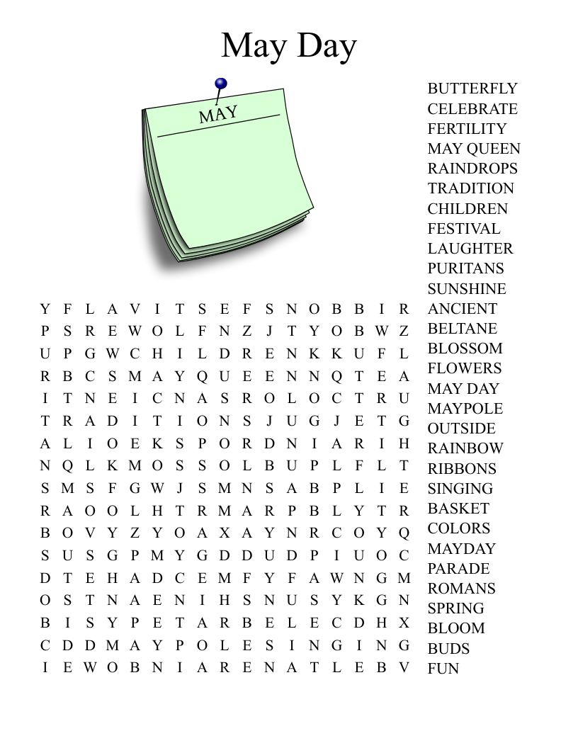 Free May Word Search Printable Free May Word Search Printable