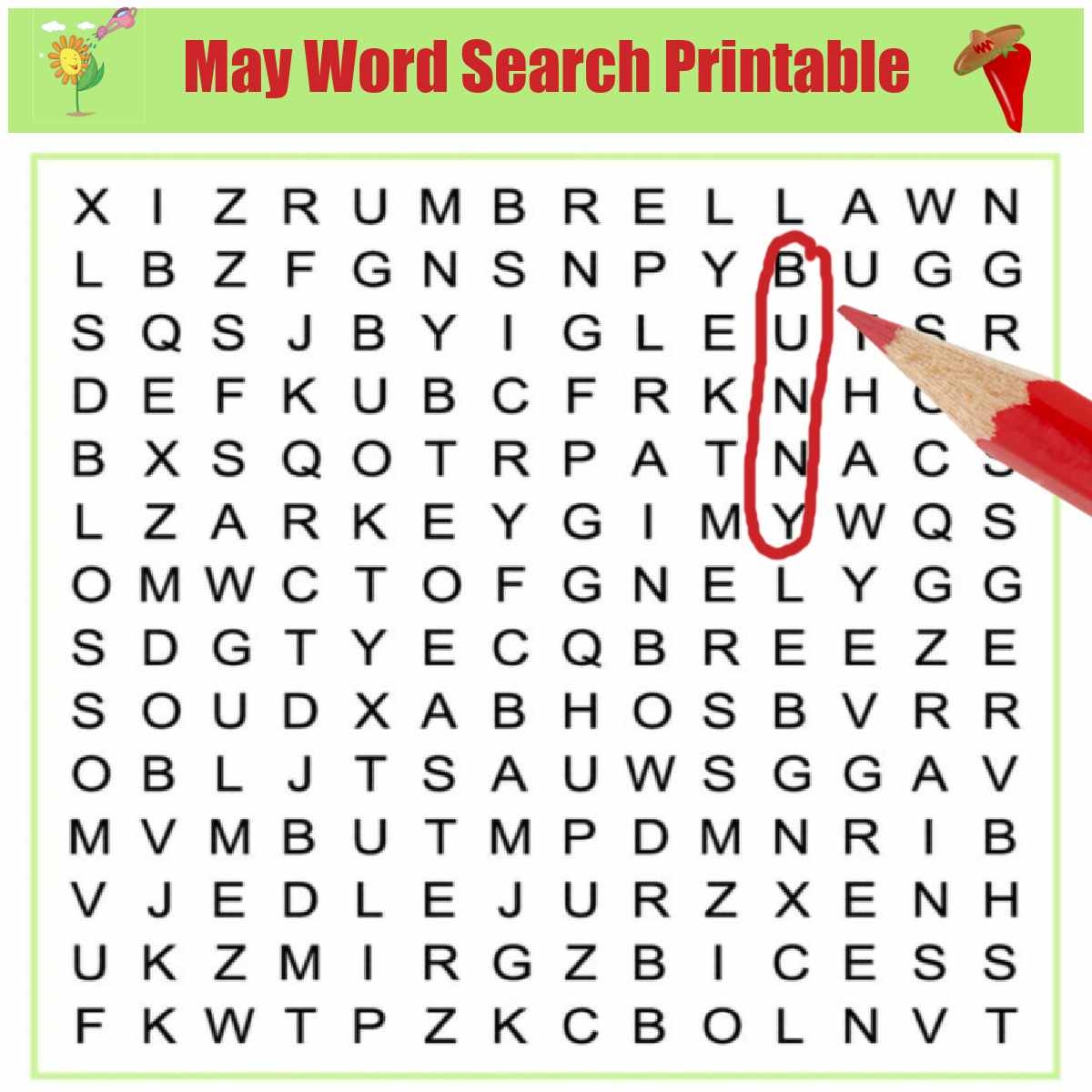 May Word Search Printable National Days Word Find Puzzle May Word Search Printable National Days Word Find Puzzle