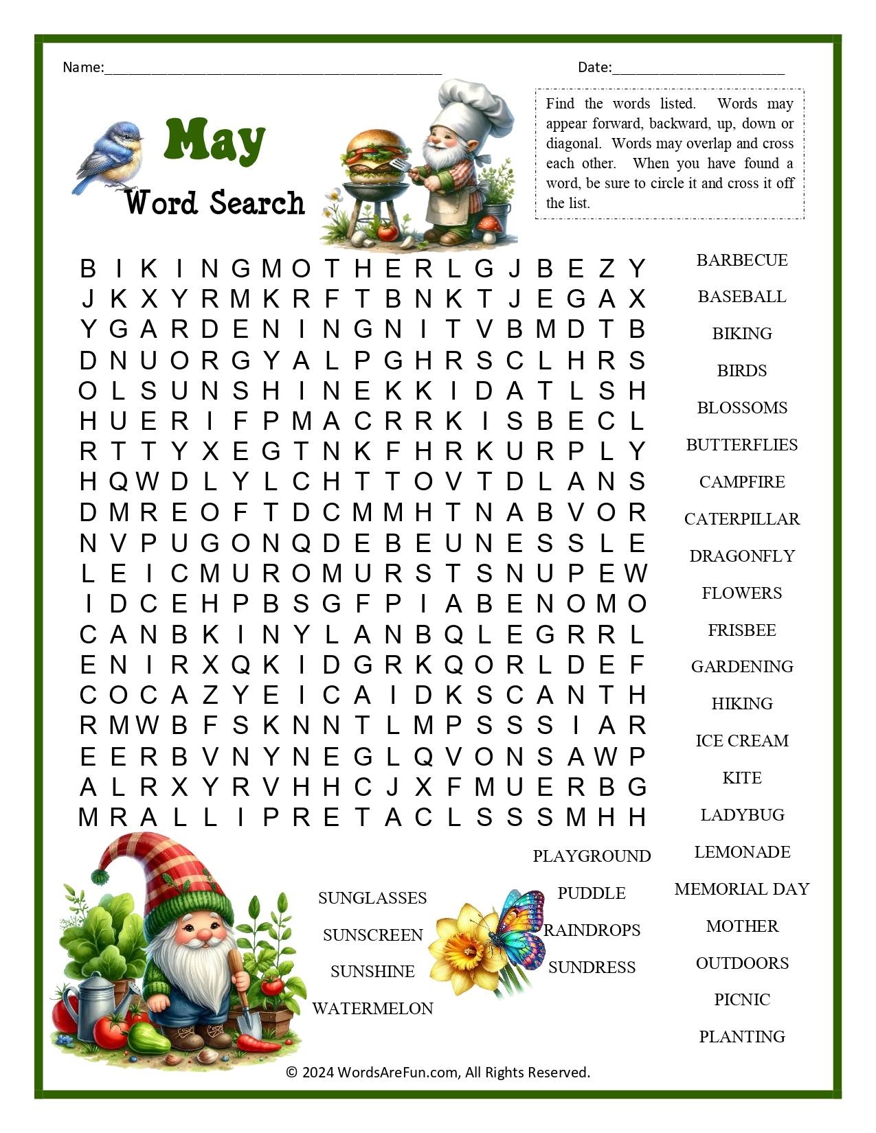 May Word Search May Word Search