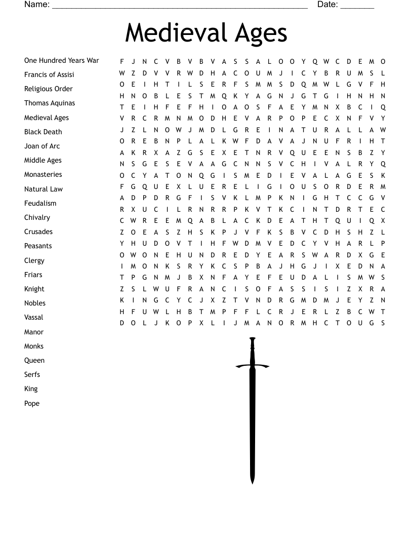 Medieval Word Search WordMint Medieval Word Search WordMint