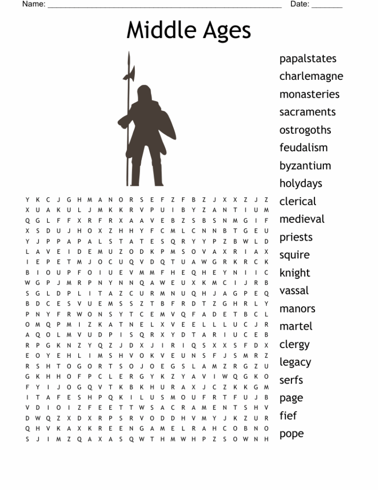 Medieval Word Search WordMint