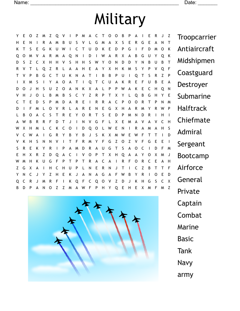Military Word Search WordMint Military Word Search WordMint