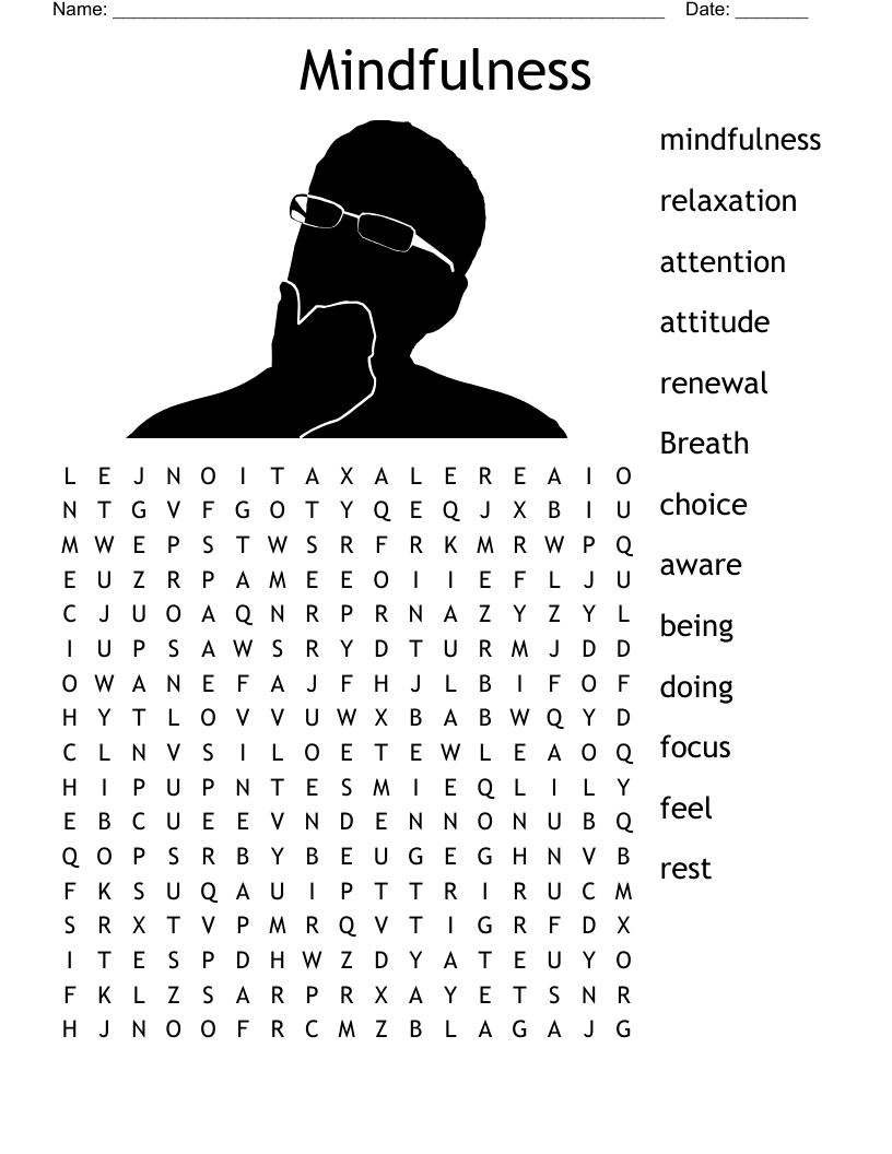 Printable Mindfulness Word Search Printable Mindfulness Word Search
